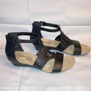 St John’s Bay Flex Form Black Low Wedge Sandals
